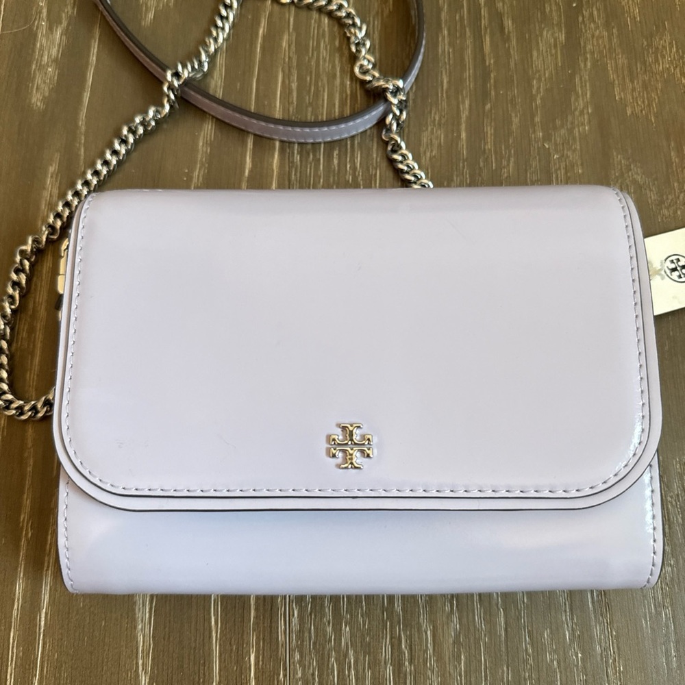 NWT Tory Burch Emerson Patent Chain Wallet violet sky NO LONGER AVAILABLE - Picture 3 of 13